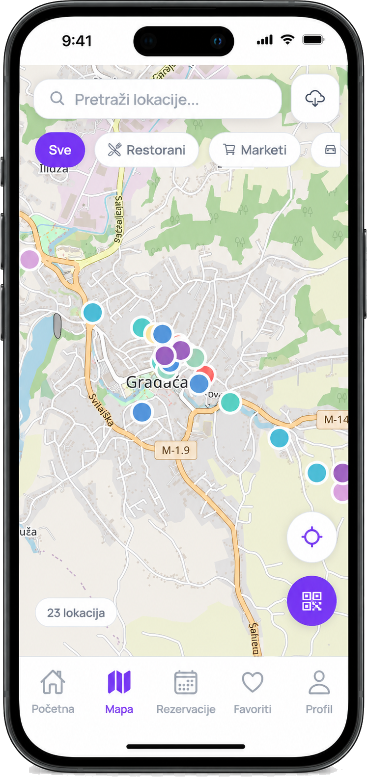 Telefon sa mapom lokacija u Gradačcu